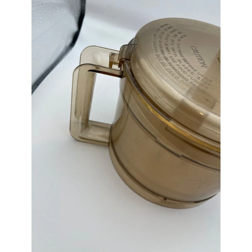 Cuisinart Food Processor Work Bowl Lid Feed Tube Pusher Smoked 0.5L